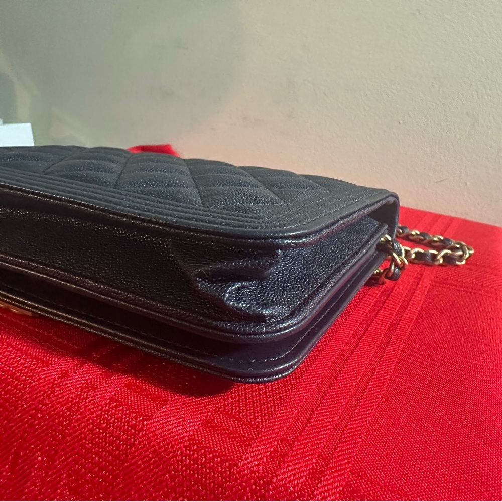 CHANEL Blue and Gold Quilted Crossbody Bag - Picture 7 of 9